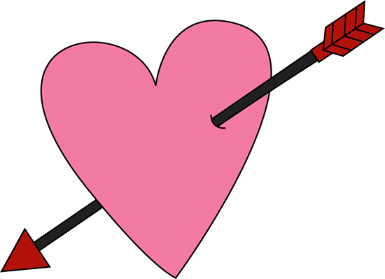 A pink heart with cupid's arrow through it